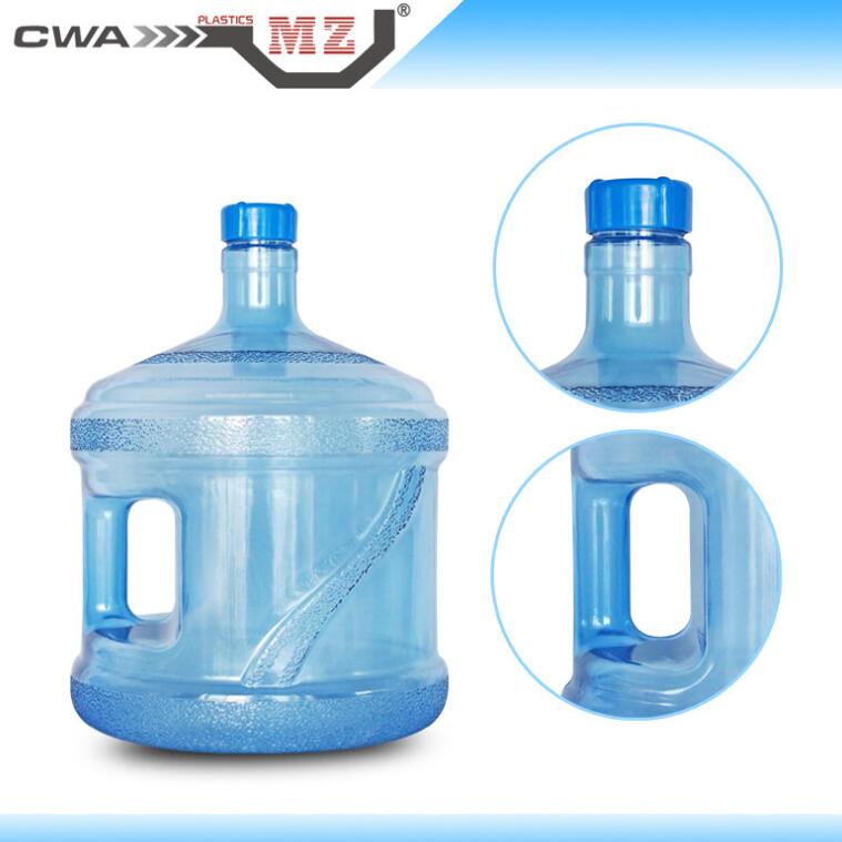 加厚PC食品級(jí)手提11.3升螺口透明藍(lán)PC水桶戶外車(chē)載儲(chǔ)水器配螺蓋